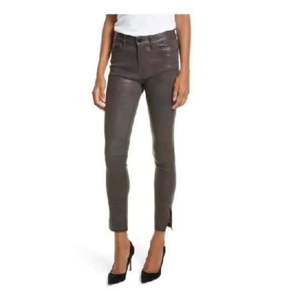 FRAME Le High Skinny Slit Leather Pants - Picture 1 of 6
